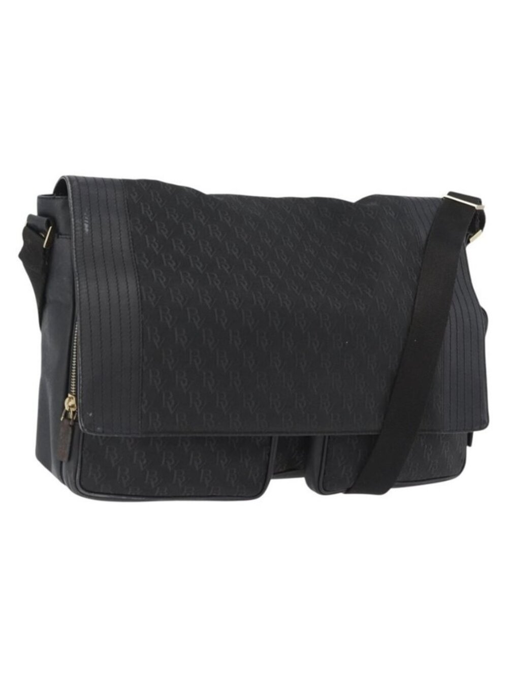 Authentic BOTTEGA VENETA Shoulder Bag Canvas Black Gold